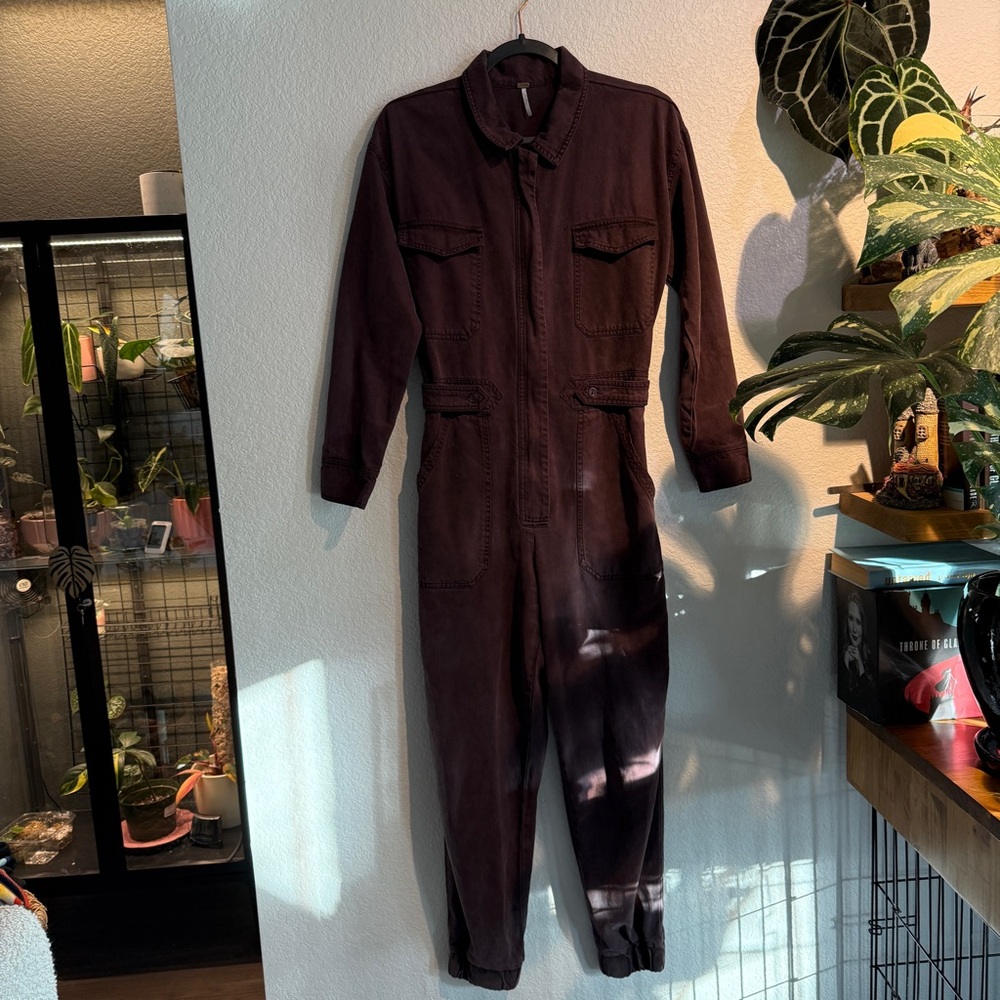 Chocolate brown utility jumpsuit